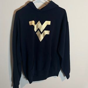 Navy WVU Hoodie w Gold WV